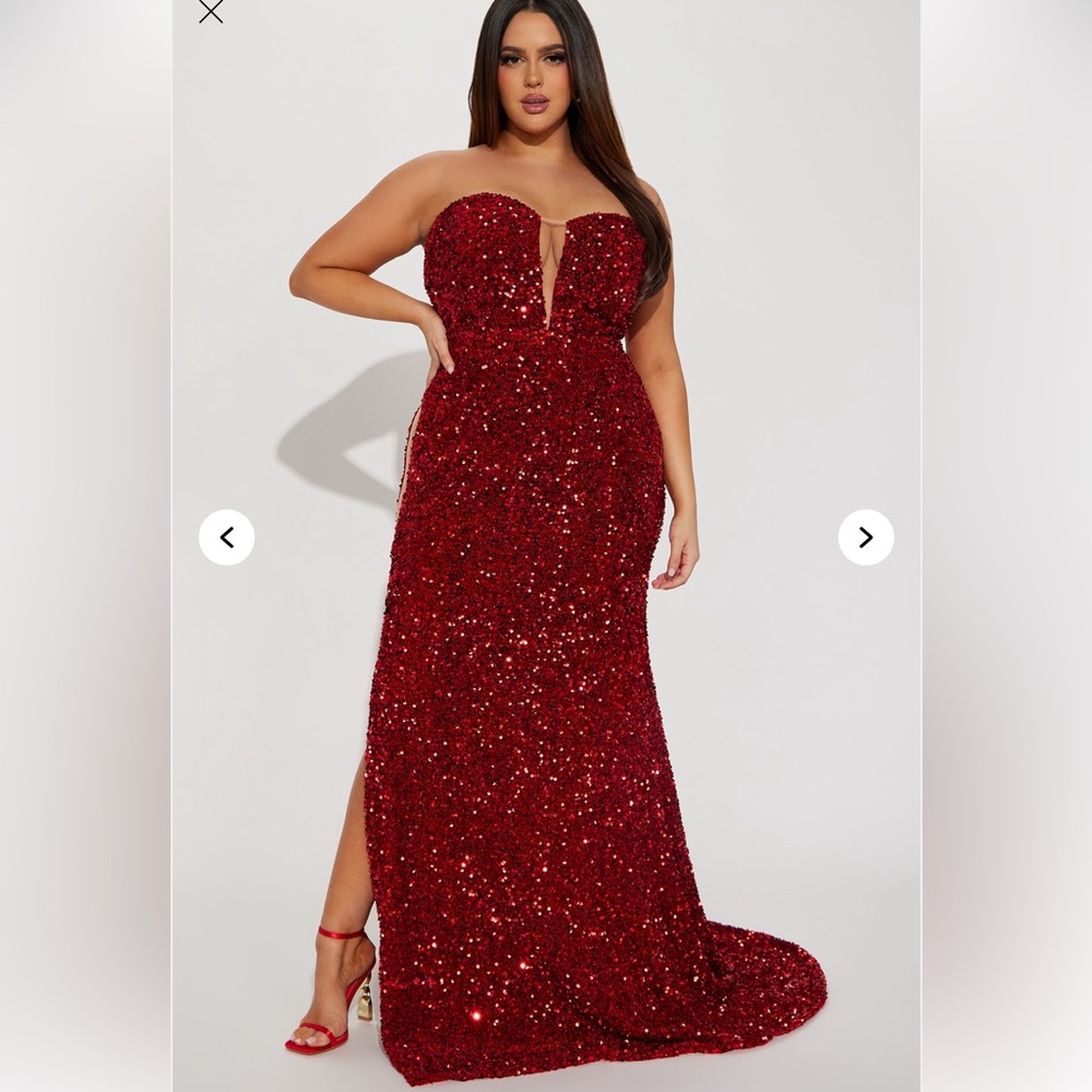 Strapless Red Sequin Dress - NWT new- New With Tags - Picture 3 of 9